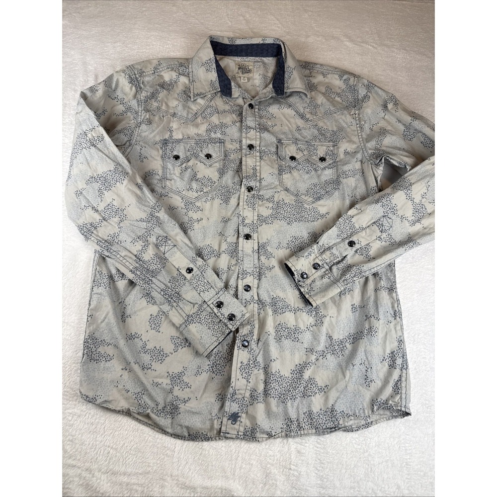 Moonshine Spirit by Brad Paisley Men Small White Blue Western Snap Button Shirt - Picture 2 of 5
